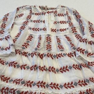 Elan White Midi Dress with Red Embroidery see measurements